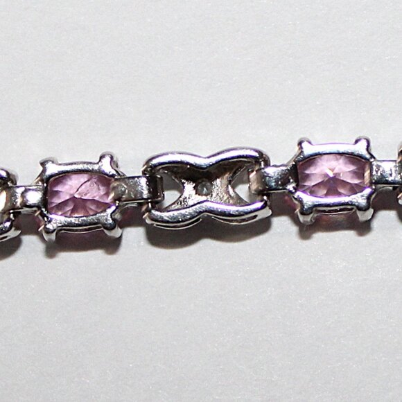 Sterling Silver Pink Cubic Zirconia Tennis Bracelet 10 Grams - Picture 4 of 6